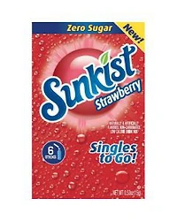 Sunkist Singles To Go Drink Mix, Strawberry, 0.53 oz, 6 ct