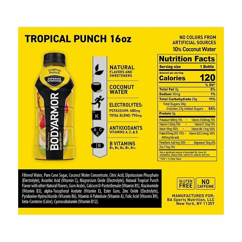 Bodyarmor Tropical Punch Superior Hydration Drink, 16 fl oz