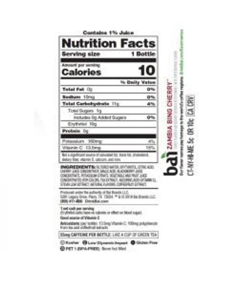 Bai Flavored Water, Zambia Bing Cherry, 18 fl oz