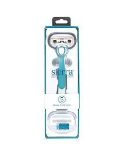 Sierra 5 Blade Razor Handle and Two Cartridges, Teal