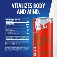 Red Bull Red Edition Energy Drink, Watermelon, 8.4 fl. oz. Can, 80mg Caffeine, Taurine & B Vitamins