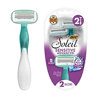 BIC Soleil Sensitive Advanced Women's Disposable 5 Blades Razors, 2 Count