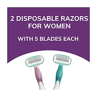 BIC Soleil Sensitive Advanced Women's Disposable 5 Blades Razors, 2 Count