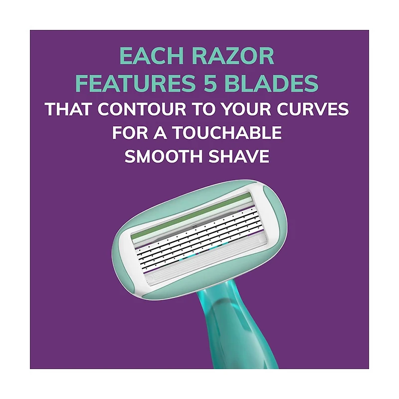BIC Soleil Sensitive Advanced Women's Disposable 5 Blades Razors, 2 Count