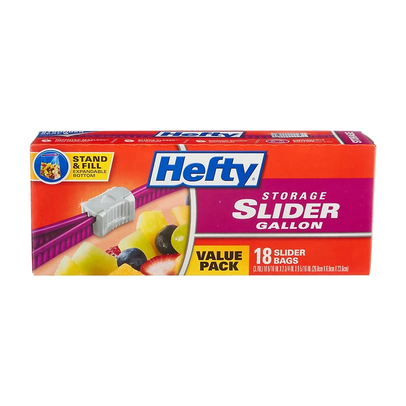 Hefty Storage Slider Gallon Bags, Pack of 18