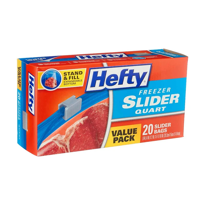 Hefty Freezer Slider Quart Bags, Pack of 20
