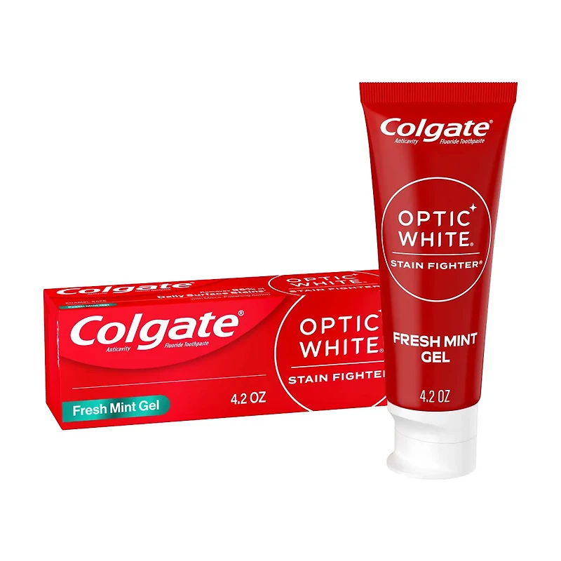 Colgate Optic White Stain Fighter Stain Removal Toothpaste, Fresh Mint Gel, 4.2 oz