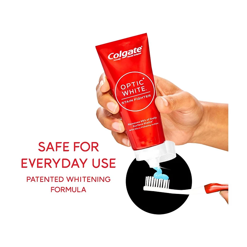 Colgate Optic White Stain Fighter Stain Removal Toothpaste, Fresh Mint Gel, 4.2 oz
