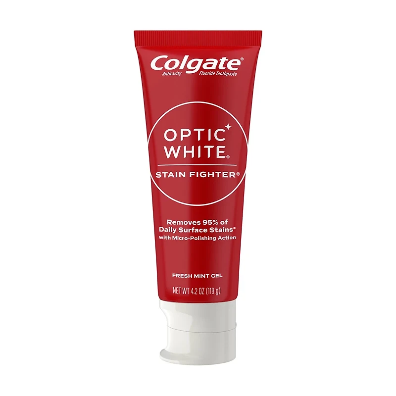 Colgate Optic White Stain Fighter Stain Removal Toothpaste, Fresh Mint Gel, 4.2 oz