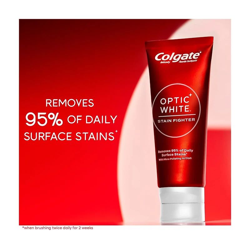 Colgate Optic White Stain Fighter Stain Removal Toothpaste, Fresh Mint Gel, 4.2 oz