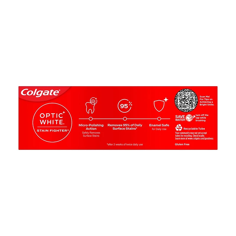 Colgate Optic White Stain Fighter Stain Removal Toothpaste, Fresh Mint Gel, 4.2 oz