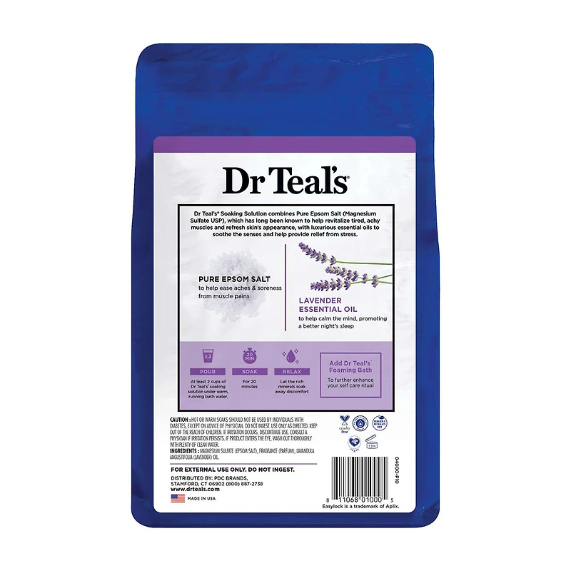 Dr Teal's Pure Epsom Salt Soak with Lavender Essential Oil, 3 lbs