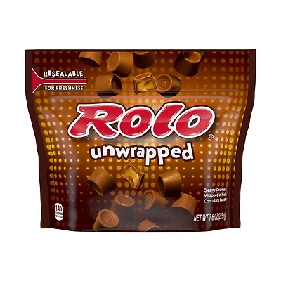 Rolo Chocolate Caramel Unwrapped Candy Bag, 7.6 oz