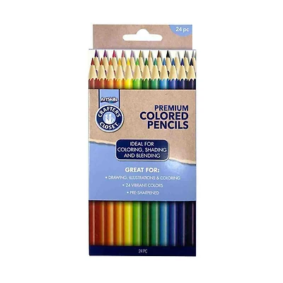 Crafter's Closet Artist Quality Colored Pencils, Pre-Sharpened, 24 Colors