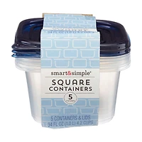 Smart & Simple Containers with Lids, Square, 5ct