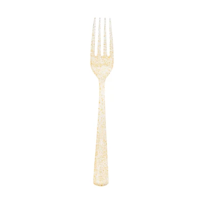 Gold Glitter Plastic Forks, 18 Count