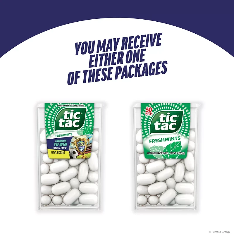 Tic Tac Freshmints, On-the-Go Breath Mints, Pocket-Sized Mints, 50 pieces, 0.84 oz Single Pack