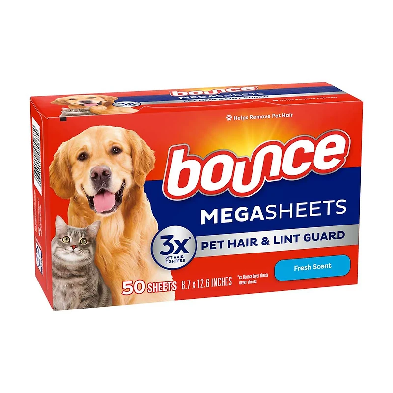 Bounce Pet Hair & Lint Guard Mega Sheets, Fresh Scent, 50 ct