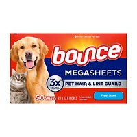 Bounce Pet Hair & Lint Guard Mega Sheets, Fresh Scent, 50 ct