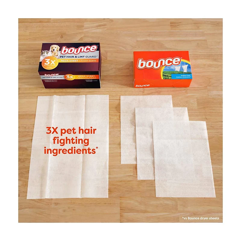 Bounce Pet Hair & Lint Guard Mega Sheets, Fresh Scent, 50 ct