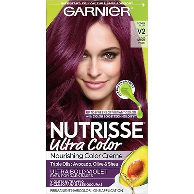 Garnier Nutrisse Ultra Color Nourishing Hair Color Creme, V2 Dark Intense Violet