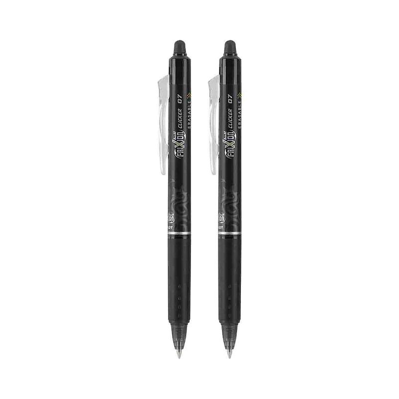 Pilot FriXion Clicker Erasable Gel Ink Pens, Fine Point, Black Ink, 2 Count