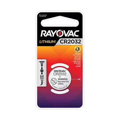 Rayovac Lithium Coin Cell Batteries Size 2032 3V, 1 Pack