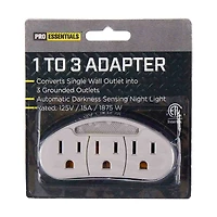 Pro Essentials 1 to 3 Grounded Plug Adapter, 1 Count