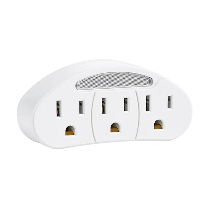 1 To 3 Adapter Grounded Outlets with Night Light