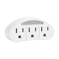1 To 3 Adapter Grounded Outlets with Night Light