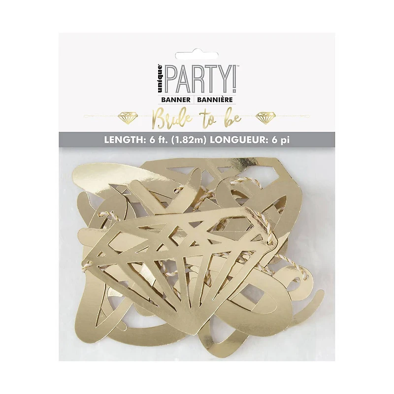 Gold "Bride to Be" Bridal Shower Banner, 6 Feet