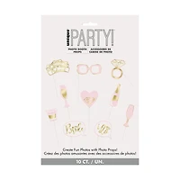 Pink & Gold Bachelorette Party Photo Booth Props, 10 Pieces