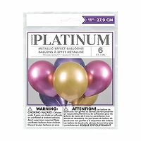 11" Latex Purple, Pink, and Gold Metallic Balloons, 6 Count