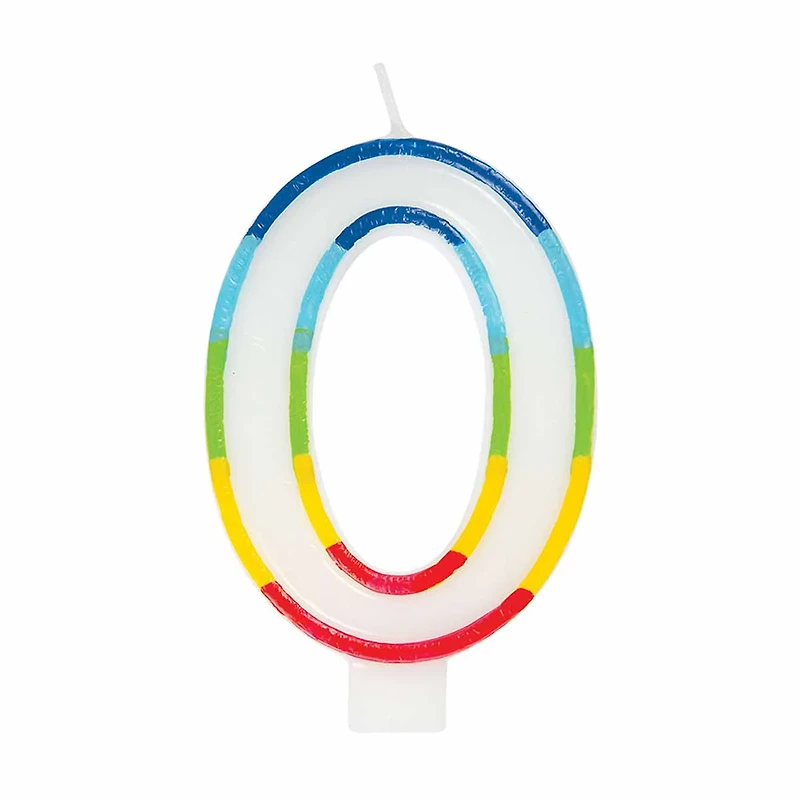 Rainbow Border Number Birthday Candle, 0