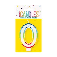 Rainbow Border Number Birthday Candle, 0