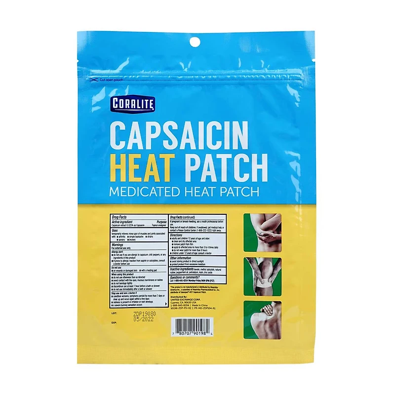 Coralite Hot Capsaicin Patch, 5.12 x 7.09", 2 Count