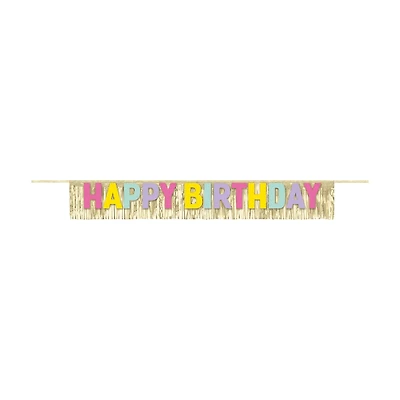 321 Party! Gold Foil Fringe "Happy Birthday" Banner, 4.75 ft