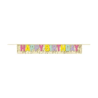 321 Party! Gold Foil Fringe "Happy Birthday" Banner, 4.75 ft