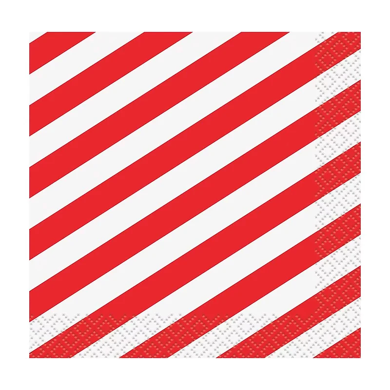 Red Diagonal Stripe Beverage Napkins, 16 ct