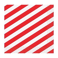 Red Diagonal Stripe Beverage Napkins, 16 ct