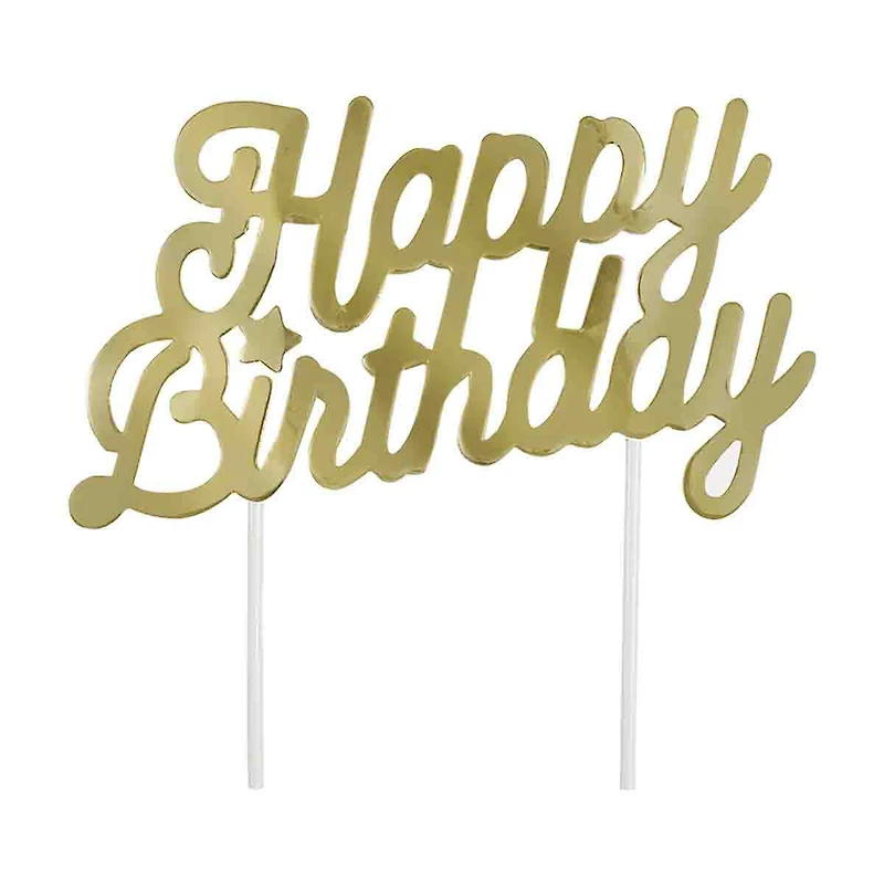 321 Party! Gold Foil "Happy Birthday" Cake Topper