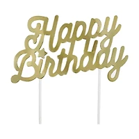 321 Party! Gold Foil "Happy Birthday" Cake Topper