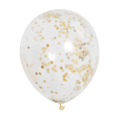 321 Party! Latex Gold Confetti Balloons, 12 in, 6 ct