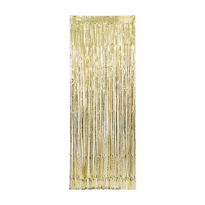321 Party! Metallic Gold Foil Fringe Curtain