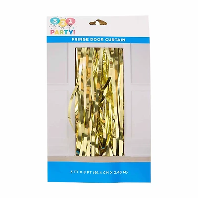 321 Party! Fringe Door Curtain, Gold, 3 ft x 8 ft