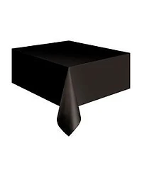 321 Party! Plastic Black Tablecloths, 108x54 in, 3 ct