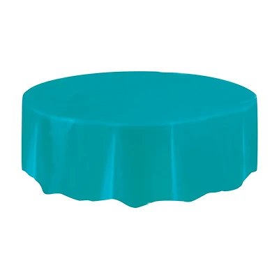 321 Party! Round Plastic Teal Tablecloth, 84 in