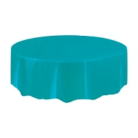 321 Party! Round Plastic Teal Tablecloth, 84 in
