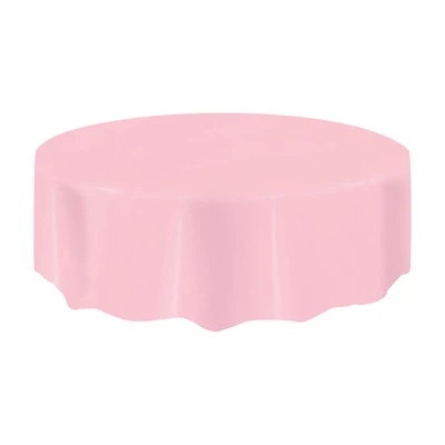 321 Party! Round Plastic Light Pink Tablecloth, 84 in