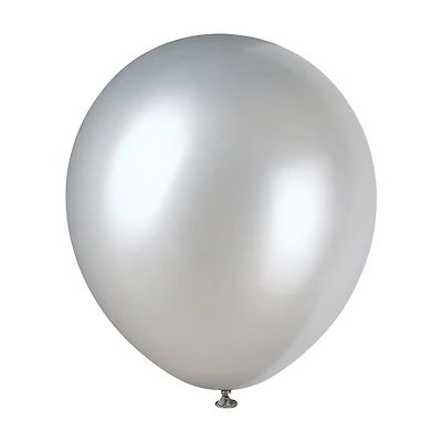 321 Party! Pearlized Latex Silver Balloons, 9 in, 12 ct